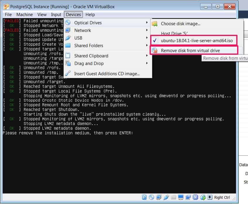 failing to unmount disk