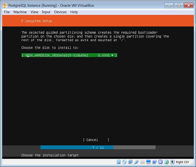 filesystem setup size
