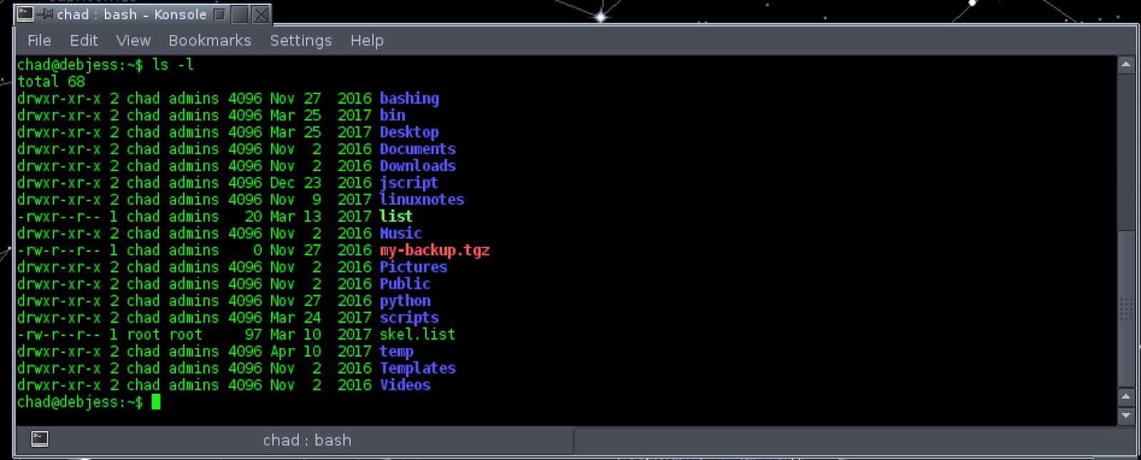 user home directory