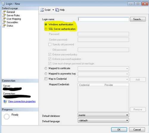 Windows Authentication Screen