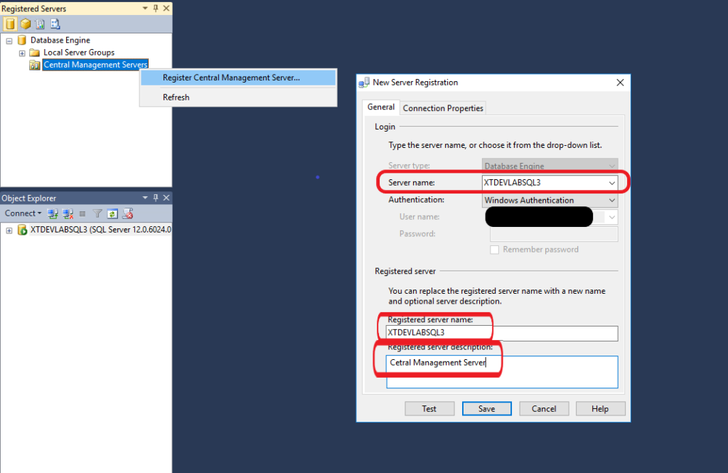 Registered Servers and Centrally Managed Servers registered server description