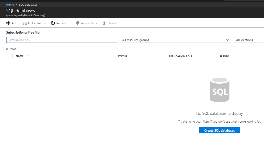 Create An Azure SQL Database