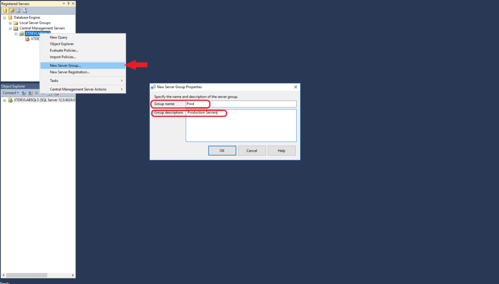 Registered Servers and Centrally Managed Servers create folders