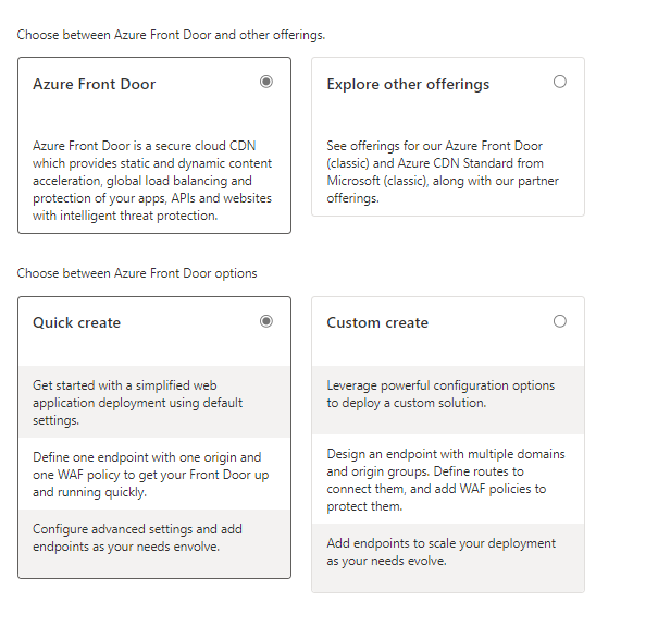 Deploying Azure Front Door with a Web Application Firewall using Custom Rules Choose Between Azure or Other