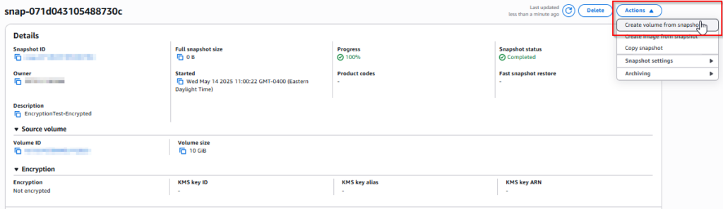 Securing Your Data A Guide to Encrypting Unencrypted AWS EBS Crate New Volume from Snapshot