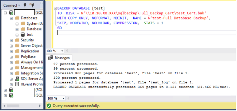 full backup of the database