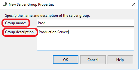 Registered Servers and Centrally Managed Servers group name
