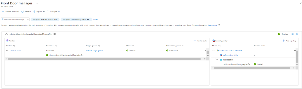 Deploying Azure Front Door with a Web Application Firewall using Custom Rules Front Door Manager