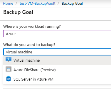 Azure Backup Workload options
