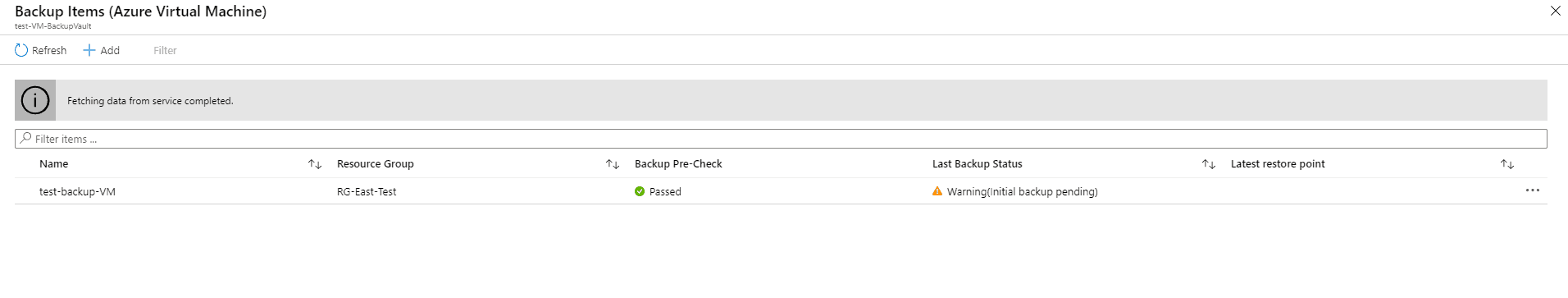 Backup Item Detailed View