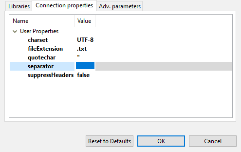 Connecting to delimited File TAB delimited data