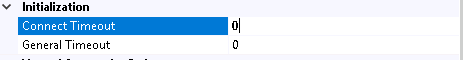 connection timeout 0
