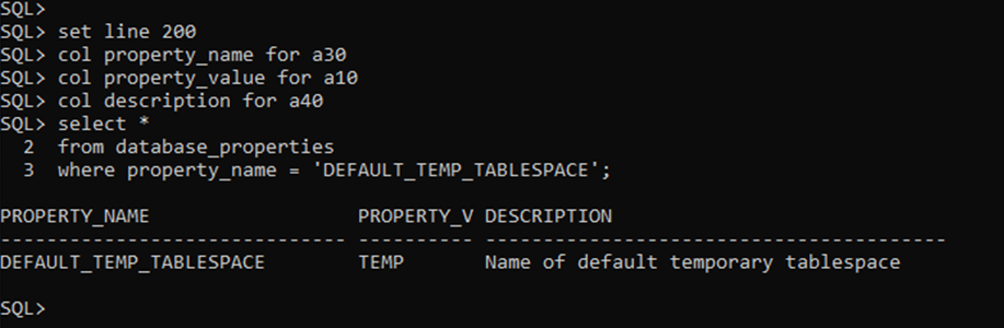 Create Temporary Tablespace Current Default Temporary Tablespace