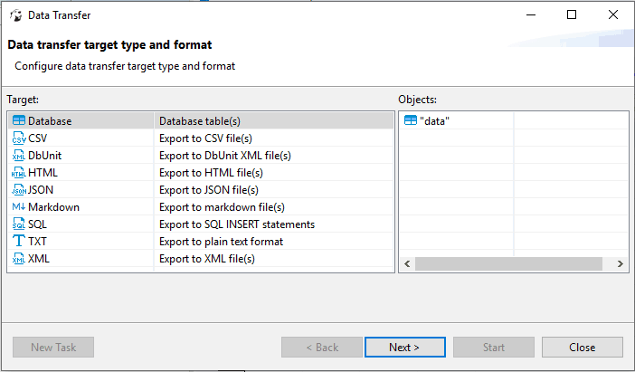 data transfer database