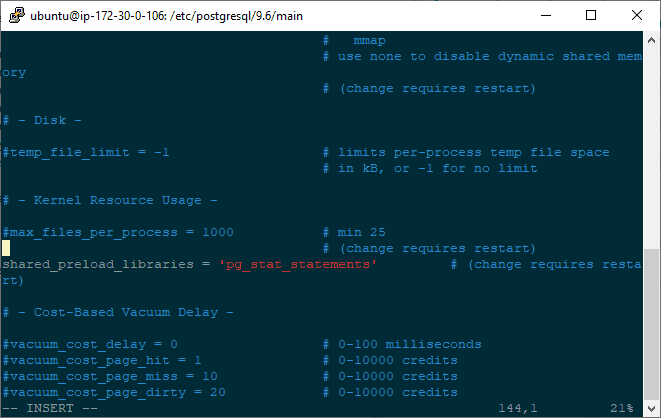 default location postgresql.conf file on ubuntu