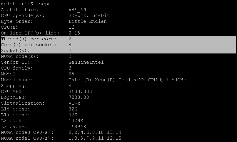Linux-lscpu