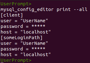 MySQL mysql_config_editor Screenshot