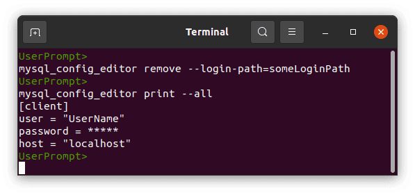 MySQL mysql_config_editor Screenshot