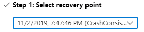 select recovery point