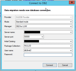 SSMA Db2toSQL migration database connection