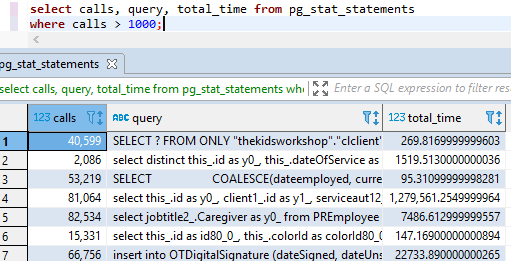 table query data