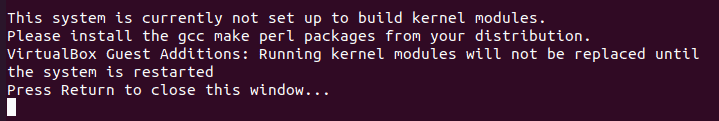 Ubuntu 20.04 Guest additions error message